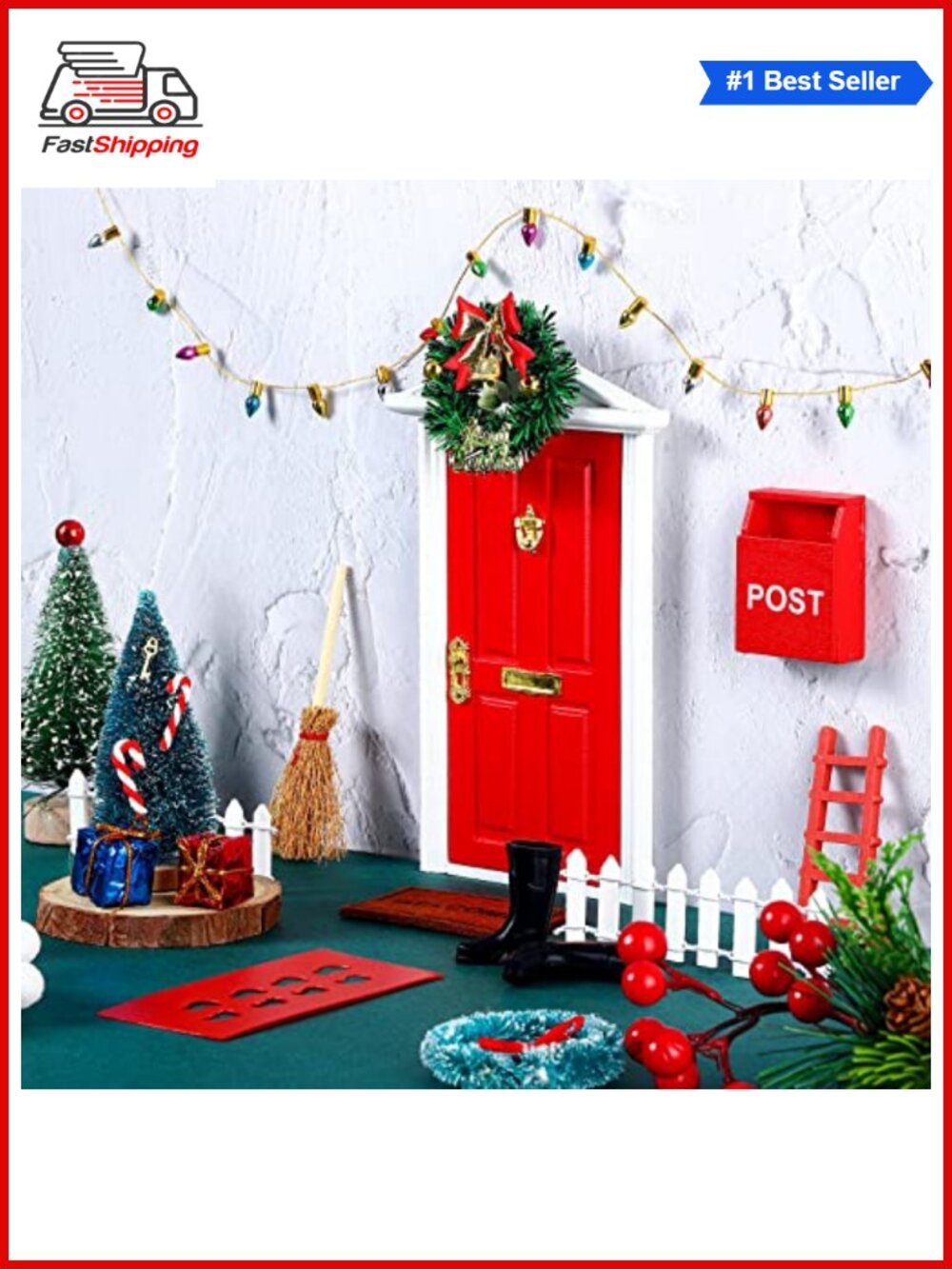 ๐
Christmas Elf Fairy Door Wooden Miniature Dollhouse Decor 1:12 Scale 22 Pc